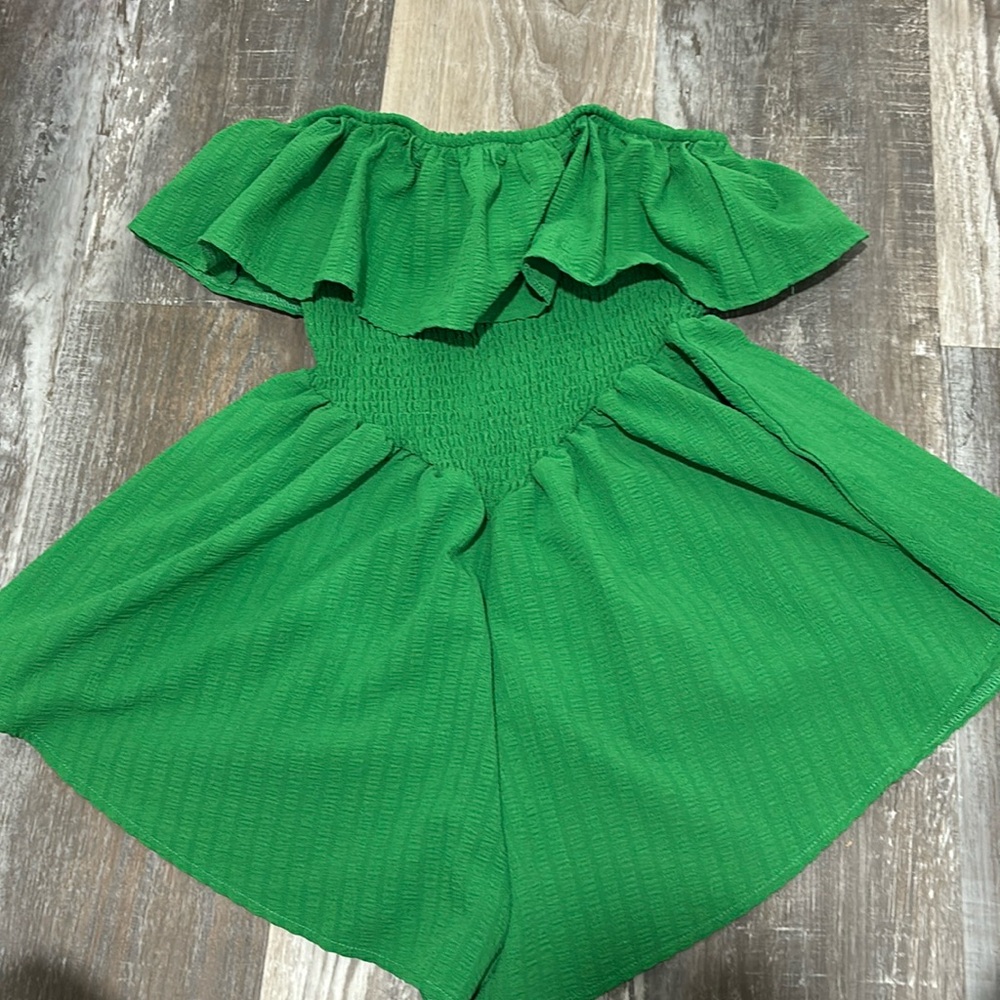 strapless green romper